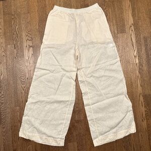 ERES Clothing Linen Wide Leg Peach Elastic Waist Lightweight Pants Womens 10